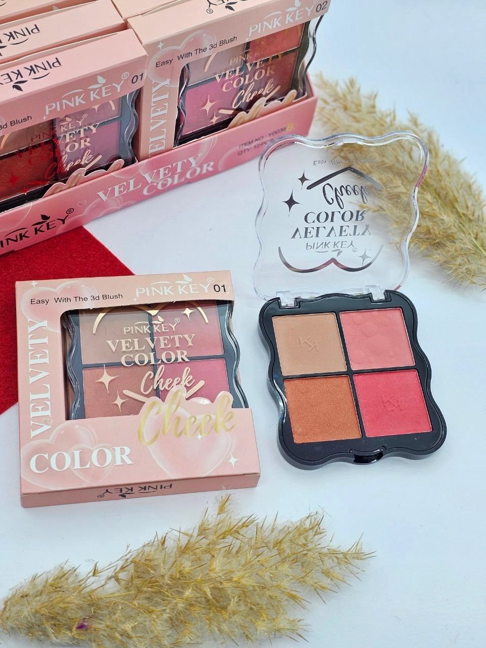 Discover PINK KEY VELVETY COLOR blush palette with a soft texture and versatile shades for a natural glow and all-day wear.🩷🩷🩷🩷🩷